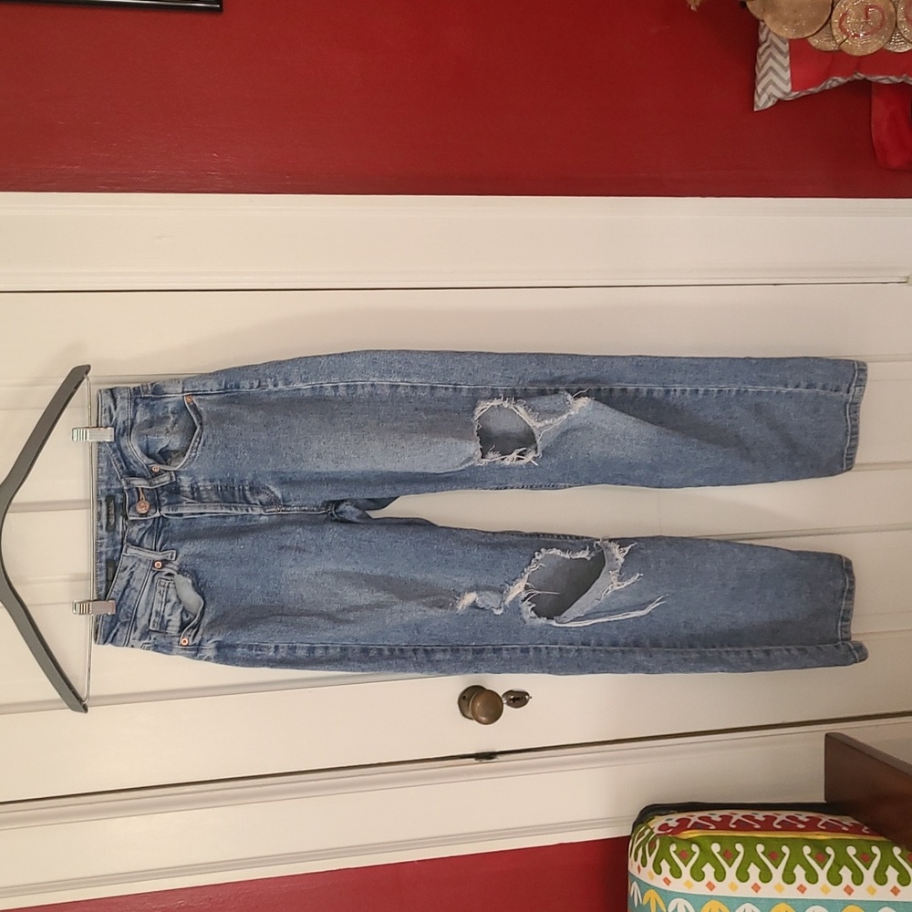 Wild Fable, Super High-Rise Straight Blue Jeans, Size 00, Button Fly.